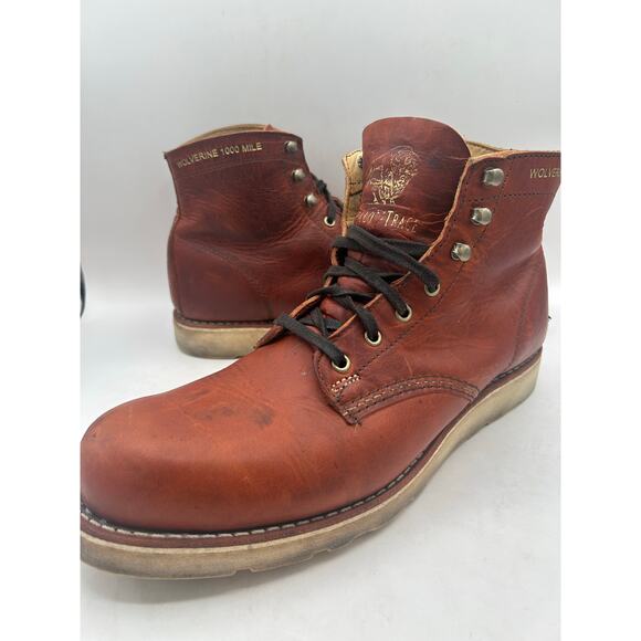 Wolverine 1000 Mile X Buffalo Trace Brown Tan Leather Lace Up Boots Men’s 10 - Picture 5 of 15